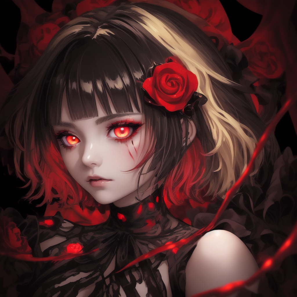 01658-2817686254-cat eyes, black red clothes, red glowing blood dripped roses, glowing flower feathers in her hair and eyes, glowing hearts circl.png